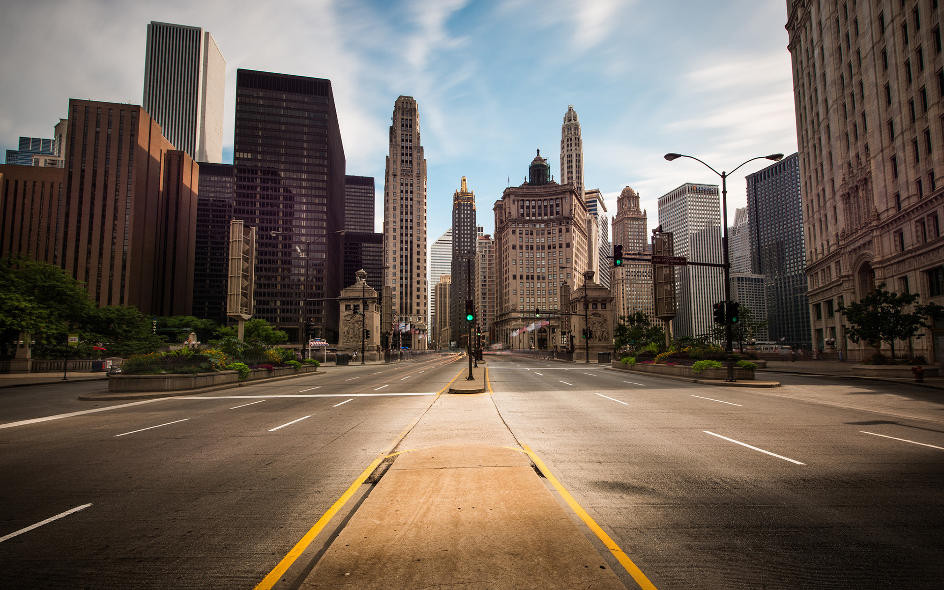 Chicago, Michigan Avenue, Grattacieli, Strada, 1920x1200, sfondo per PC