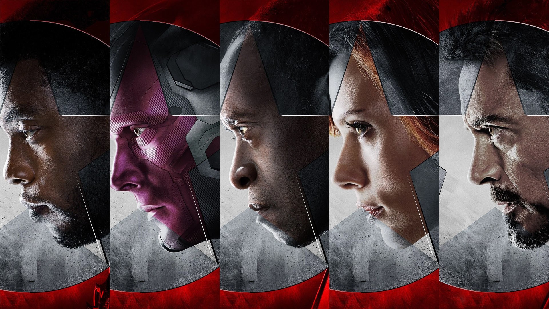 Black Panther, Visione, War Machine, Vedova Nera, Tony Stark, Captain America: Civil War, sfondo Full HD